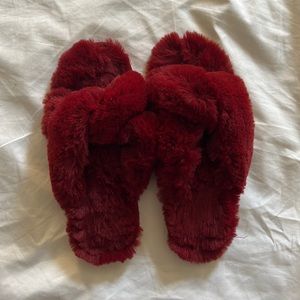 Loft red fluffy slippers/house shoes
